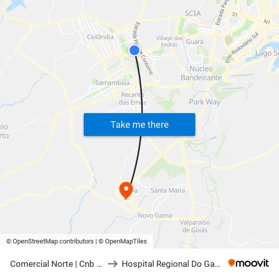 Comercial Norte | Cnb 3 (Inss) to Hospital Regional Do Gama - Hrg map