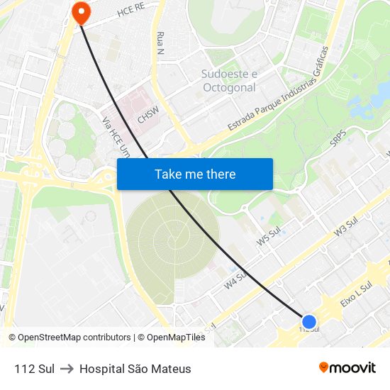 112 Sul to Hospital São Mateus map