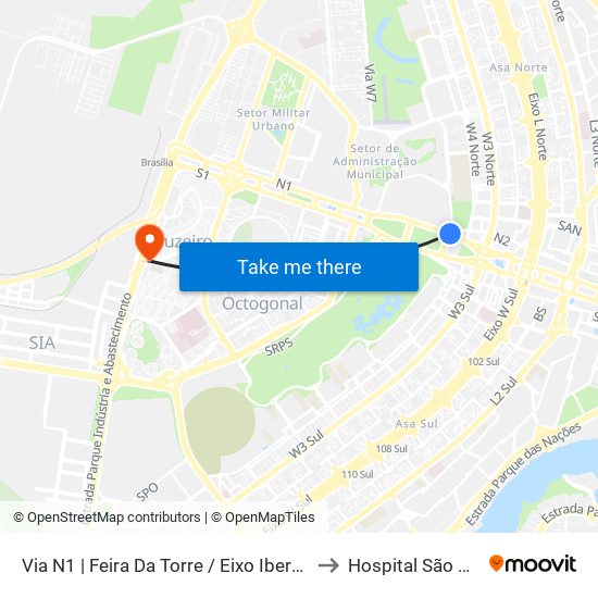 Via N1 | Feira Da Torre / Eixo Ibero-Americano to Hospital São Mateus map