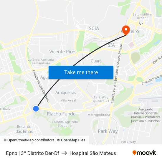 Epnb | 3º Distrito Der-Df to Hospital São Mateus map