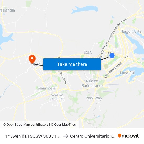 1ª Avenida | SQSW 300 / INEP to Centro Universitário Iesb map
