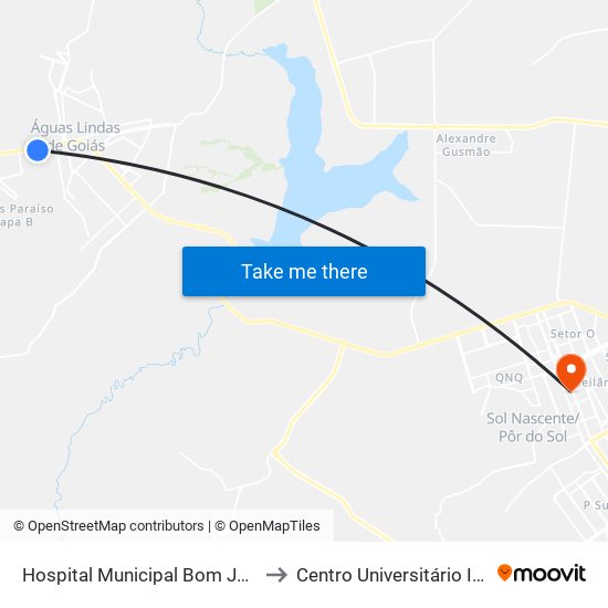 Hospital Municipal Bom Jesus to Centro Universitário Iesb map