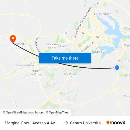 Marginal Epct | Acesso A Av. Dom Bosco to Centro Universitário Iesb map