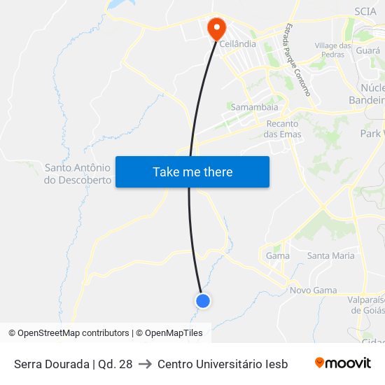Serra Dourada | Qd. 28 to Centro Universitário Iesb map