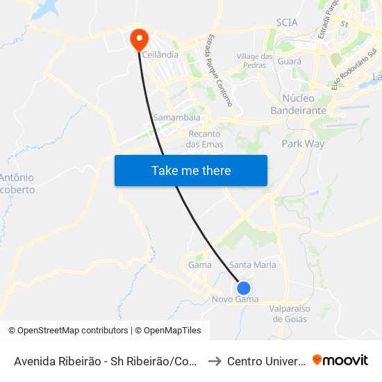 Avenida Ribeirão - Sh Ribeirão/Cond Porto Rico Fase 1 Q C to Centro Universitário Iesb map