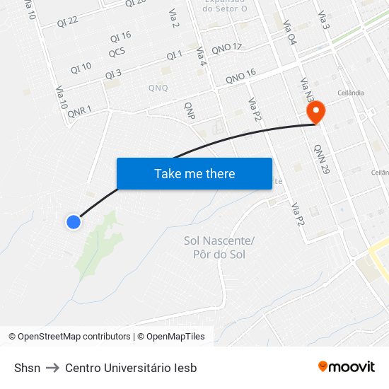 Shsn to Centro Universitário Iesb map