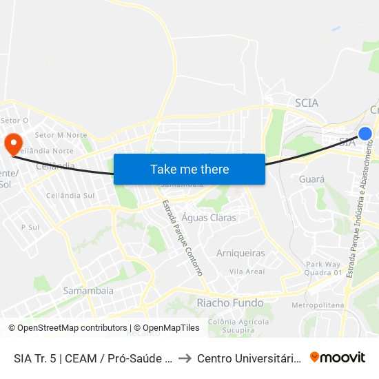 SIA Tr. 5 | CEAM / Pró-Saúde / Bunge to Centro Universitário Iesb map