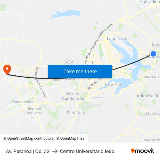 Av. Paranoá | Qd. 32 to Centro Universitário Iesb map