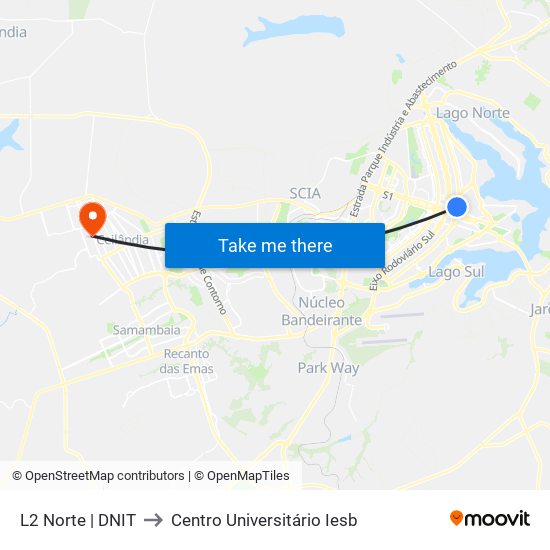 L2 Norte | DNIT to Centro Universitário Iesb map