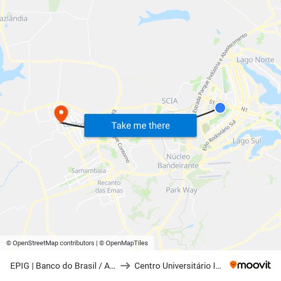 EPIG | Banco do Brasil / AGU to Centro Universitário Iesb map