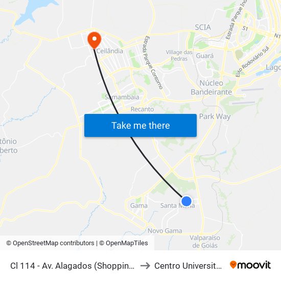 Cl 114 - Av. Alagados (Shopping/Delegacia) to Centro Universitário Iesb map