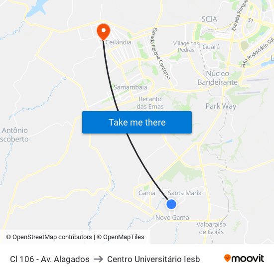 Cl 106 - Av. Alagados to Centro Universitário Iesb map