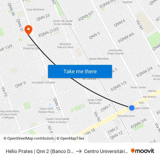 Hélio Prates | Qnn 2 (Banco Do Brasil) to Centro Universitário Iesb map