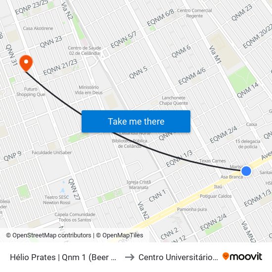 Hélio Prates | Qnm 1 (Beer House) to Centro Universitário Iesb map