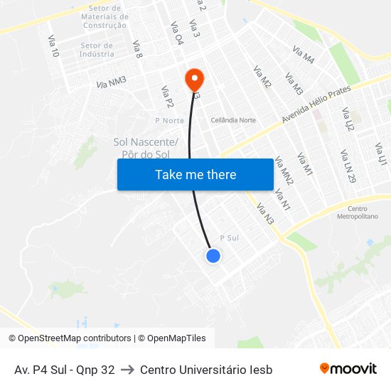 Av. P4 Sul - Qnp 32 to Centro Universitário Iesb map
