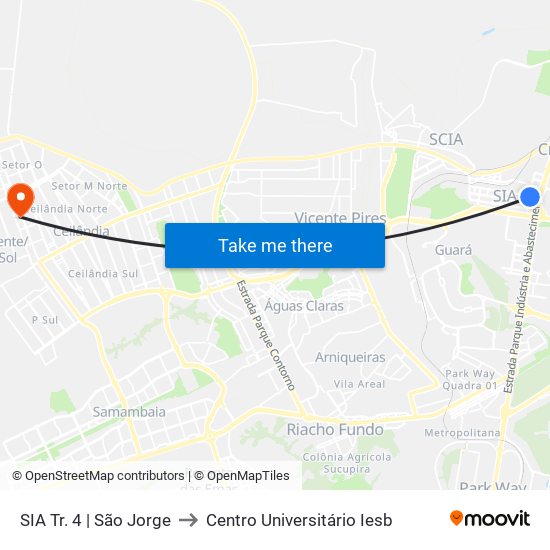 SIA Tr. 4 | São Jorge to Centro Universitário Iesb map
