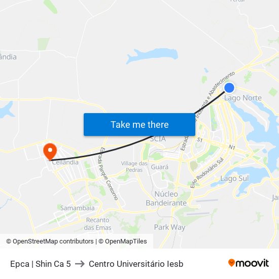 Epca | Shin Ca 5 to Centro Universitário Iesb map