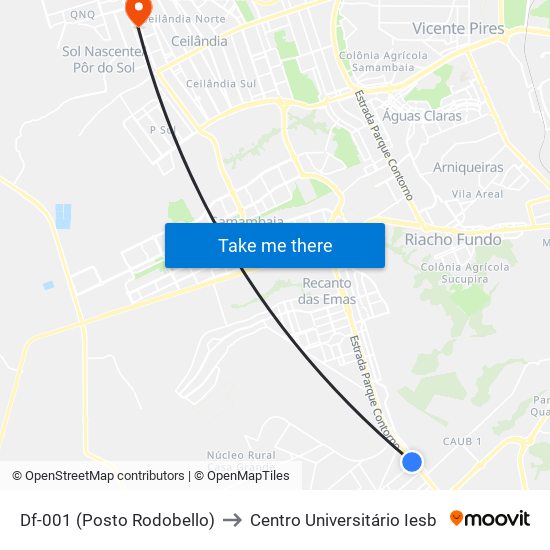Df-001 (Posto Rodobello) to Centro Universitário Iesb map