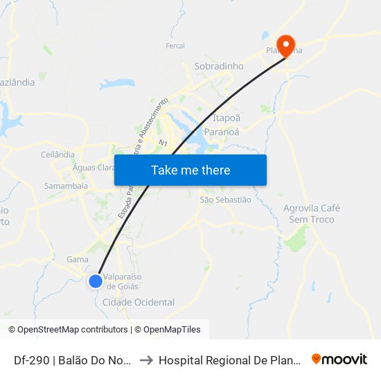 Df-290 | Balão Do Novo Gama to Hospital Regional De Planaltina - Hrp map
