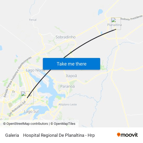 Galeria to Hospital Regional De Planaltina - Hrp map