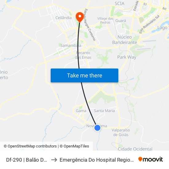 Df-290 | Balão Do Novo Gama to Emergência Do Hospital Regional De Taguatinga - Hrt map