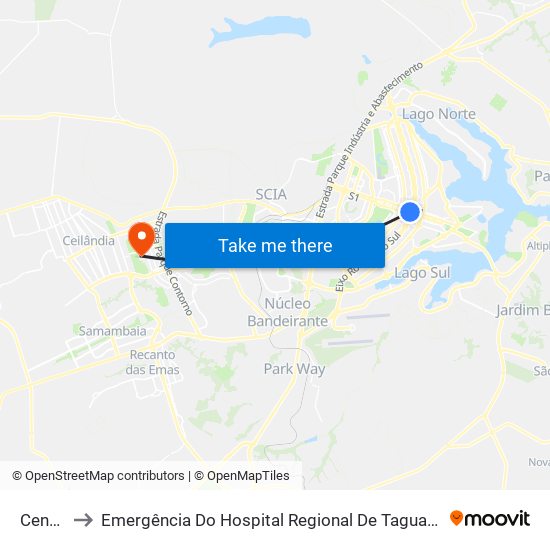 Central to Emergência Do Hospital Regional De Taguatinga - Hrt map