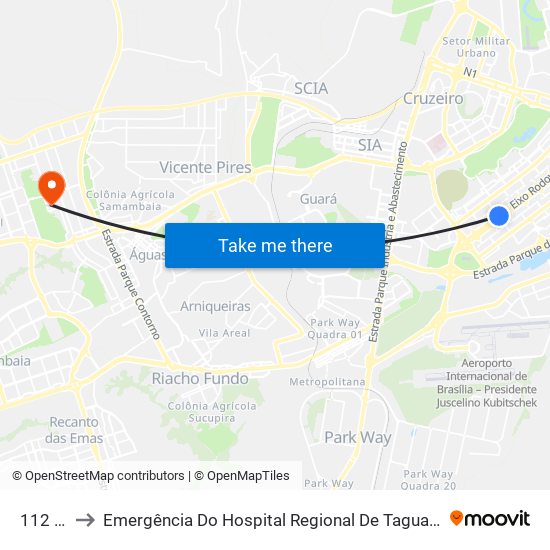 112 Sul to Emergência Do Hospital Regional De Taguatinga - Hrt map