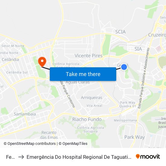 Feira to Emergência Do Hospital Regional De Taguatinga - Hrt map