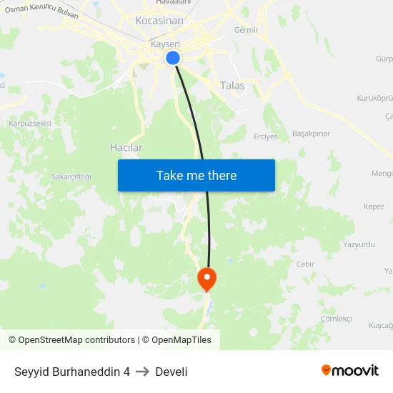 Seyyid Burhaneddin 4 to Develi map