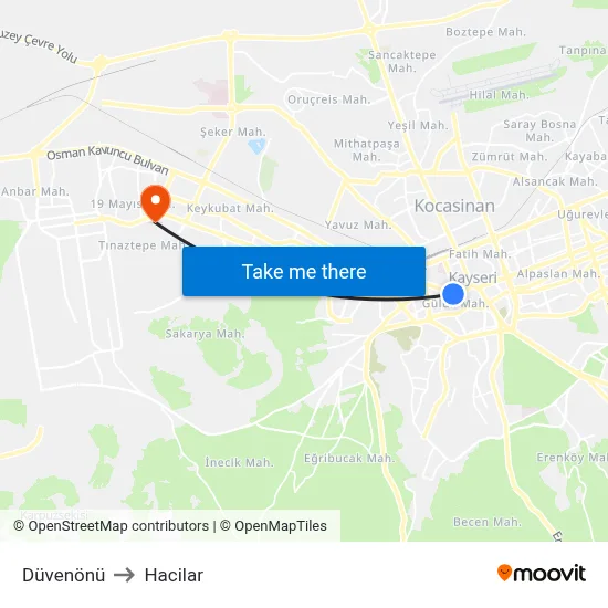 Düvenönü to Hacilar map