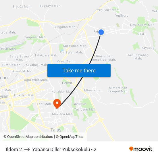 İldem 2 to Yabancı Diller Yüksekokulu - 2 map