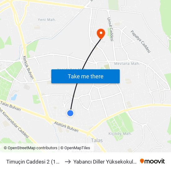 Timuçin Caddesi 2 (1780) to Yabancı Diller Yüksekokulu - 2 map