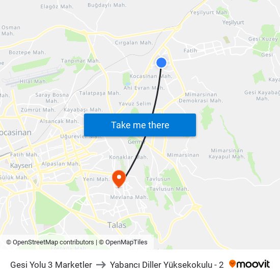 Gesi Yolu 3 Marketler to Yabancı Diller Yüksekokulu - 2 map