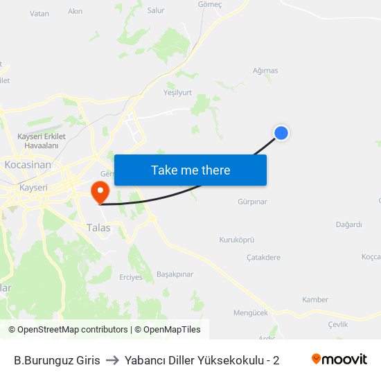 B.Burunguz Giris to Yabancı Diller Yüksekokulu - 2 map