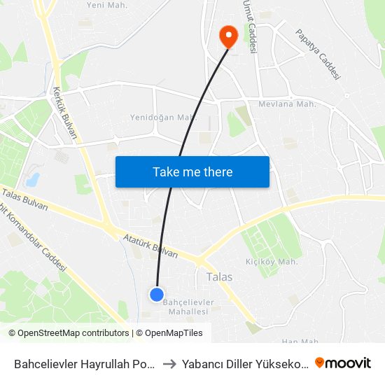 Bahcelievler Hayrullah Polat Parki to Yabancı Diller Yüksekokulu - 2 map