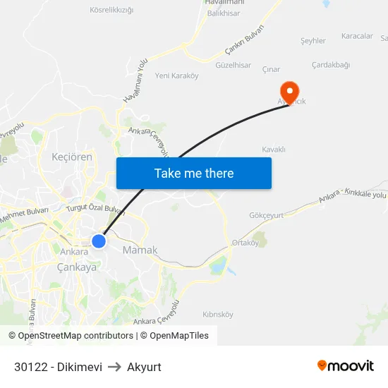 30122 - Dikimevi to Akyurt map