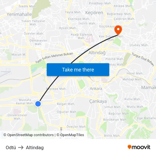Odtü to Altindag map