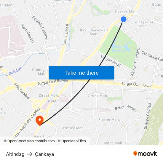 Altindag to Çankaya map