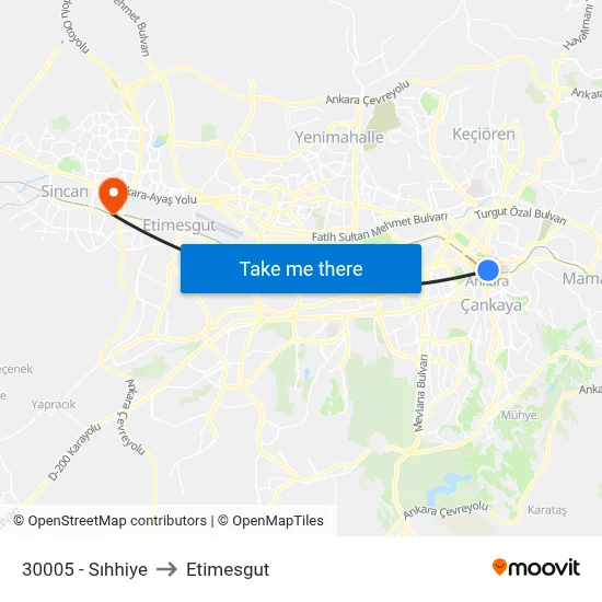 30005 - Sıhhiye to Etimesgut map