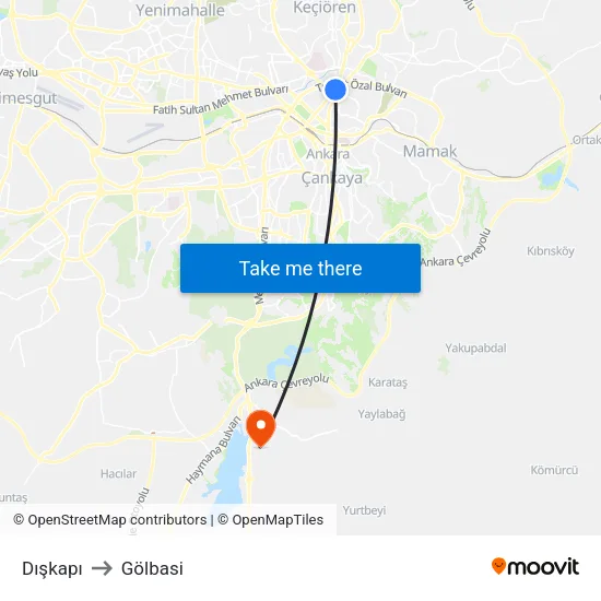 Dışkapı to Gölbasi map