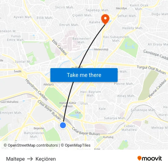 Maltepe to Keçiören map