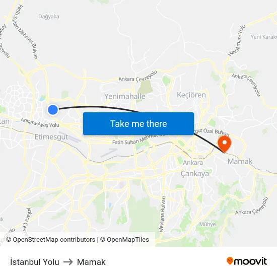 İstanbul Yolu to Mamak map