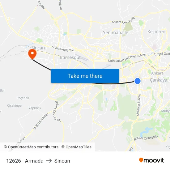 12626 - Armada to Sincan map