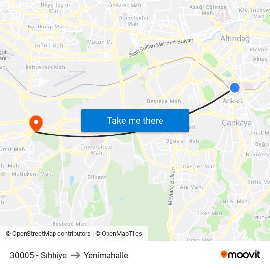 30005 - Sıhhiye to Yenimahalle map
