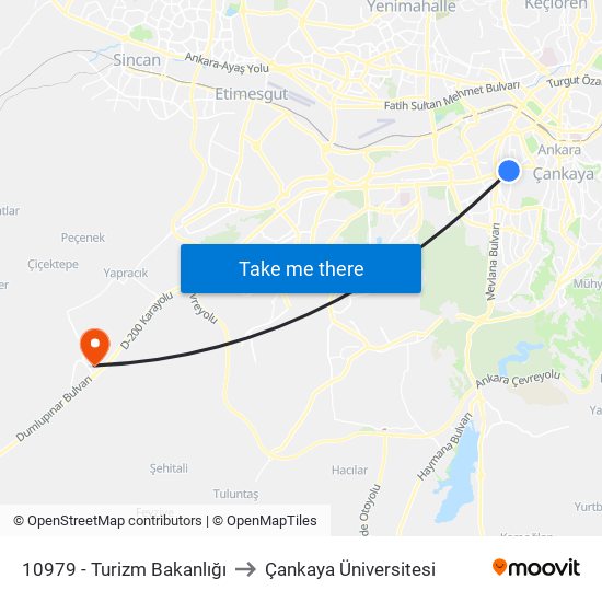 10979 - Turizm Bakanlığı to Çankaya Üniversitesi map