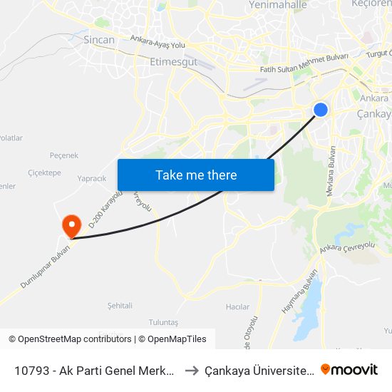 10793 - Ak Parti Genel Merkezi to Çankaya Üniversitesi map