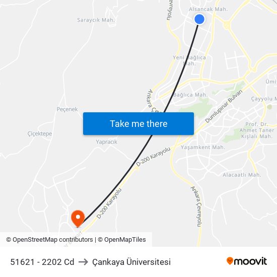 51621 - 2202 Cd to Çankaya Üniversitesi map