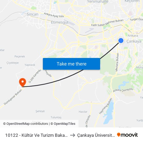 10122 - Kültür Ve Turizm Bakanlığı to Çankaya Üniversitesi map