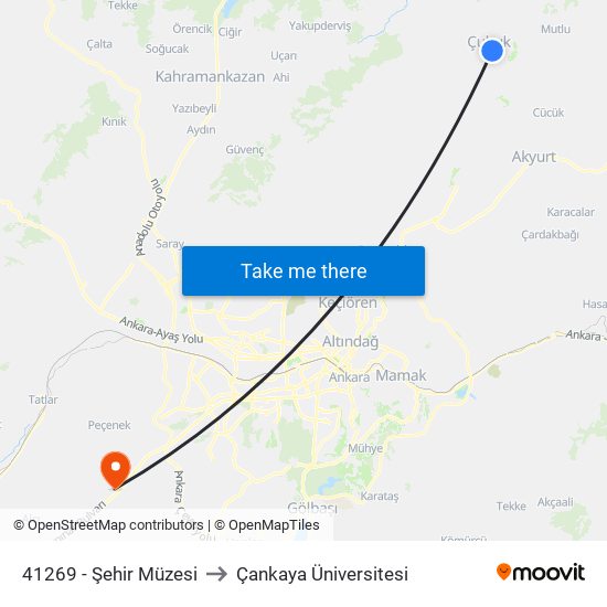 41269 - Şehir Müzesi to Çankaya Üniversitesi map