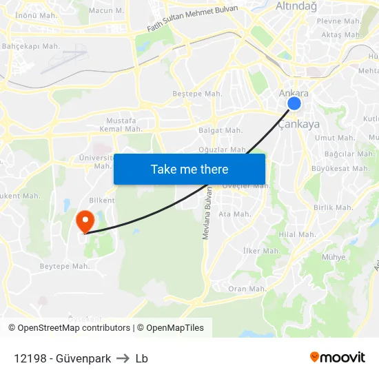 12198 - Güvenpark to Lb map